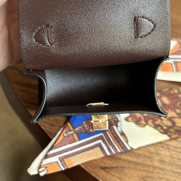 Mini Handbag Coin Purse Earphone Holder Bag Charm Brown and Twilly Scarf - Picture 7 of 7